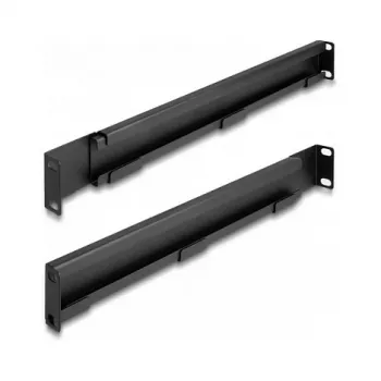 DELOCK 19 inch stödskenset, justerbart 368-600 mm, för nätverksskåp 1U, svart, 2 st