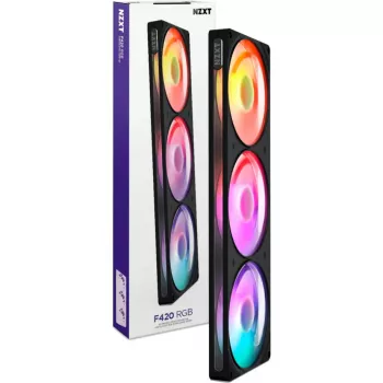 NZXT F420 RGB allt-i-ett-vätskekylare, 420mm radiator, 3x 140mm fläktar, svart