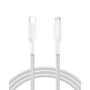 Belkin BOOSTCHARGE flätad USB-C till Lightning-kabel 2 m vit