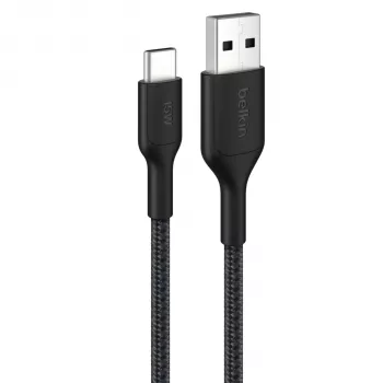Belkin BOOSTCHARGE flätad USB-C till USB-A-kabel 2 m svart