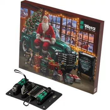 Wera 2026 adventskalender 24-delat verktygsset med Kraftform-skruvmejslar, bits, Rapidaptor-hållare och textillåda
