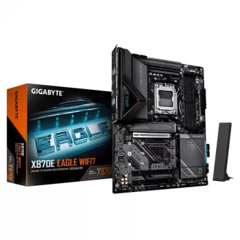 GIGABYTE X870E EAGLE WIFI7 AM5 ATX-moderkort, 4x DDR5, HDMI, DP, 4x M.2, USB4, Wi-Fi 7, 5GbE