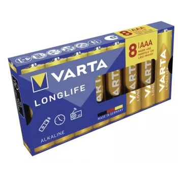 VARTA Longlife AAA LR03 Micro alkaliska batterier, 8-pack, 1,5 V, blisterförpackning