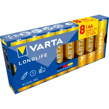 VARTA Longlife Power AA LR6 Mignon alkaliska batterier, 8-pack blister