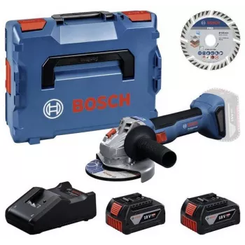 Bosch Professional GWS 18V-11 S batteridriven vinkelslip set med 2x 4,0Ah batterier, laddare och L-BOXX
