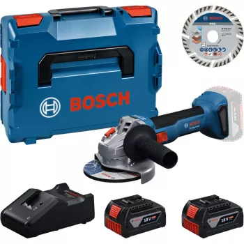 Bosch Professional GWS 18V-11 S batteridriven vinkelslip set med 2x 4,0Ah batterier, laddare och L-BOXX