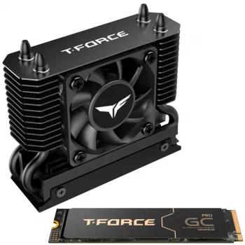 Team Group T-Force GC PRO 2TB M.2 2280 PCIe Gen5 NVMe SSD med T-FORCE DARK AirFlow-kylfläns, svart