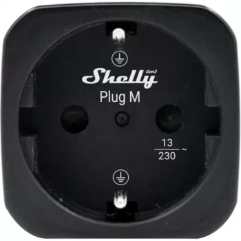 Shelly Plug M Gen3 svart smartplugg med energimätning, 13A, Wi-Fi & Bluetooth