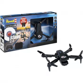Revell RC Quadrocopter GO! Stunt 2.0 - 2,4 GHz 4-kanals ready-to-fly-drönare med 6-axlig gyro, headless-läge, 360°-flips, LED-lampor, 3 hastighetslägen, LiPo-batteri, för barn från 8 år