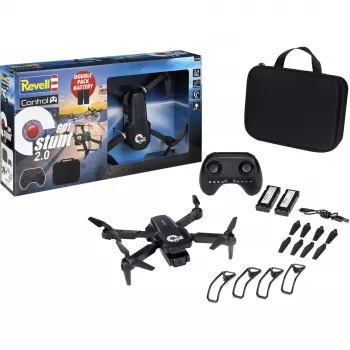 Revell RC Quadrocopter GO! Stunt 2.0 - 2,4 GHz 4-kanals ready-to-fly-drönare med 6-axlig gyro, headless-läge, 360°-flips, LED-lampor, 3 hastighetslägen, LiPo-batteri, för barn från 8 år