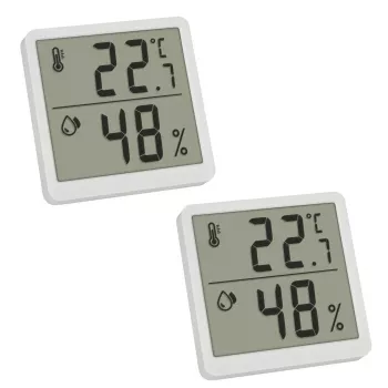 TFA 30.5059.02.02 digitalt termo-hygrometer set med 2 st, vit/silver