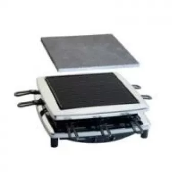 Steba RC 3 Plus Raclettegrill i krom med naturstensplatta – 8 personer, 1400W, krom