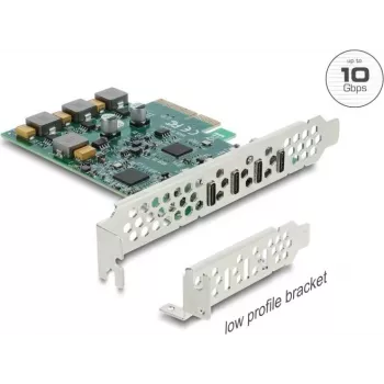 Delock PCI Express x4-kort till 4 x USB Type-C™ 10 Gbit/s - låg profil