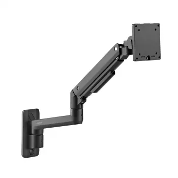 LogiLink BP0169 monitorarm med gasfjäder i aluminium för 17–49 inch skärmar upp till 20 kg, bordsfästklämma och grommet, fullt rörlig, svart