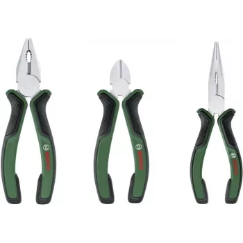 Bosch 3-delat tångset 1600A02C0S (grön/svart) – kombinationstång, sidavbitare, vattenpumptång