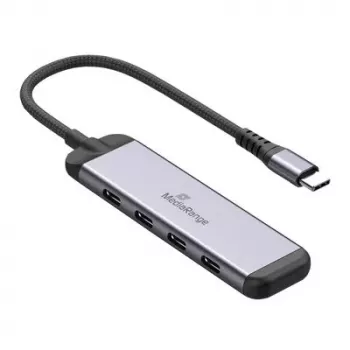 MEDIARANGE MRCS512 USB-C-hubb 4 portar 3x USB-C 3.2 Gen 1 + 1x PD 100W silver