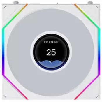 Lian Li UNI FAN TL120 LCD FLEX Wireless ARGB vit 120 mm Reverse Blade chassifläkt