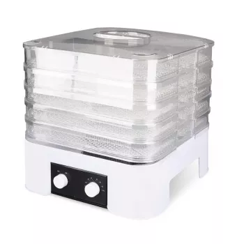 MEO MR-768 MAESTRO torkapparat för grönsaker och frukt, 520 W, 5 nivåer, justerbar temperatur 35-70°C, timer upp till 48h, vit & transparent