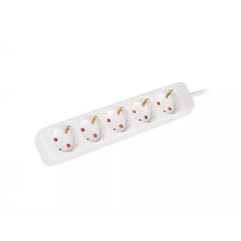 Lanberg PS0-05F-0150-W 5-vägs Schuko-grenuttag 1,5 m vit helkoppar