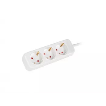 Lanberg PS0-03F-0150-W 3-vägs Schuko-grenuttag, 1,5 m kabel, vit