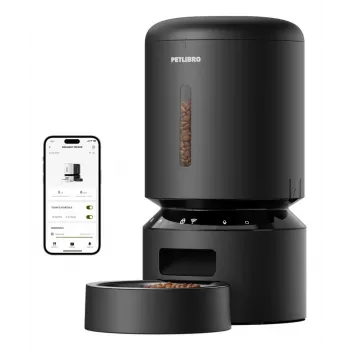 PETLIBRO Granary Wi-Fi automatisk matare, 5L smart matare för katter och hundar, appstyrning, 10 måltider/dag, röstinspelning, skål i rostfritt stål, svart