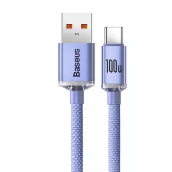 Baseus USB-A till USB-C Crystal Shine 100W 2 m lila kabel
