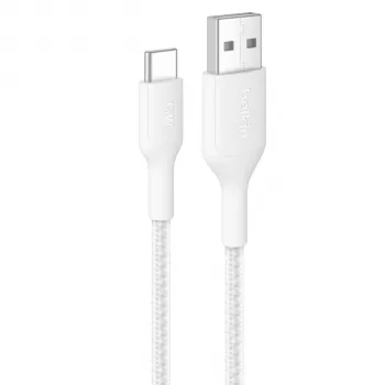 Belkin BOOSTCHARGE flätad USB-C till USB-A-kabel 2m vit