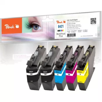 PEACH Ink multipack PI500-430 kompatibel med Brother LC-421 (svart, cyan, magenta, gul) – 4-pack