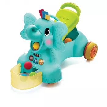 B-KIDS 3-i-1 sitt-, gå- och ridelefant från Infantino