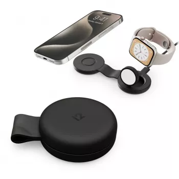 Twelve South ButterFly SE 2-i-1 Qi2 MagSafe-laddare för iPhone och Apple Watch, svart