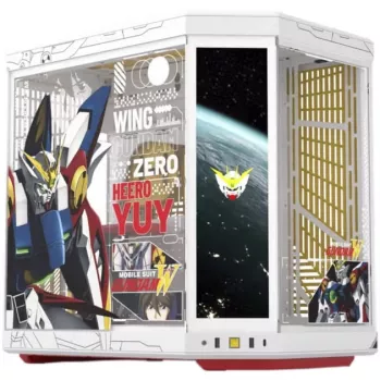 HYTE Y70 Touch Infinite Gundam Wing Edition mid-tower-chassi, dubbelt härdat glas, 4K-pekskärm, vit