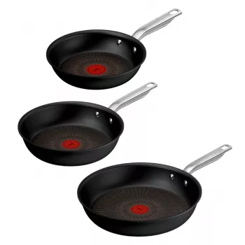 Tefal Experience stekpannset i aluminium, 3 delar, svart, 20/24/28 cm