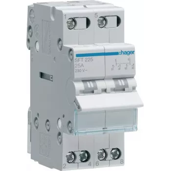 Hager SFT225 modulär omkopplare I-0-II, 2P, 25A, 230V AC, DIN-skena
