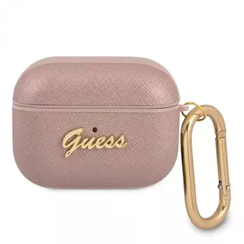 GUESS GUAPSASMP AirPods Pro-fodral Saffiano Script Metal Collection rosa