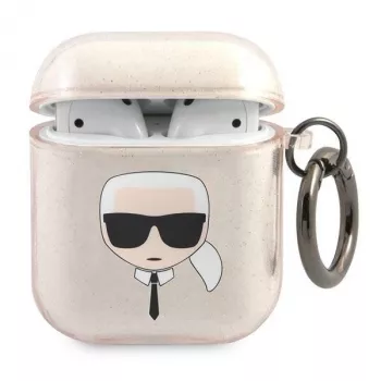 Karl Lagerfeld KLA2UKHGD AirPods 1/2-fodral guld glitter Karl Head