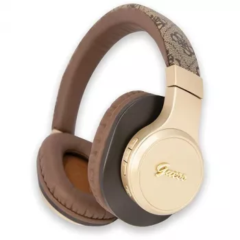 GUESS 4G Script Metal Logo trådlösa on-ear-hörlurar Bluetooth 5.3 bruna