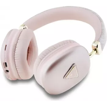 GUESS PU-läder 4G Triangle Logo Bluetooth stereohörlurar rosa