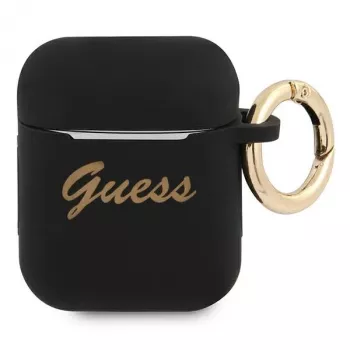 Guess GUA2SSSK AirPods 1/2-skal svart silikon Vintage Script