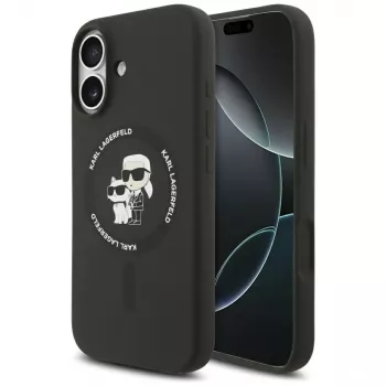 Karl Lagerfeld silikon Karl & Choupette Ring MagSafe-skal för iPhone 17 – svart