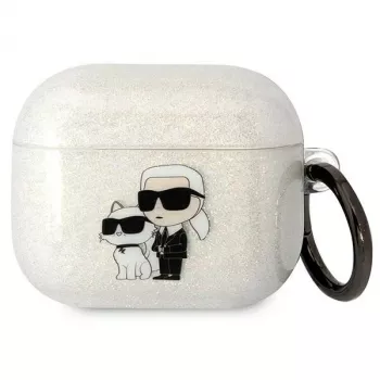 Karl Lagerfeld KLA3HNKCTGT AirPods 3-skal genomskinligt glitter Karl & Choupette