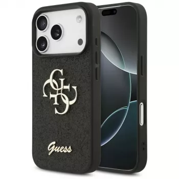 GUESS Fixed Glitter Big 4G skal för iPhone 18 Pro / 17 Pro – svart
