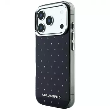 Karl Lagerfeld IML Rhinestones Allover and Electroplated Logo Case for iPhone 18 Pro / 17 Pro - Black