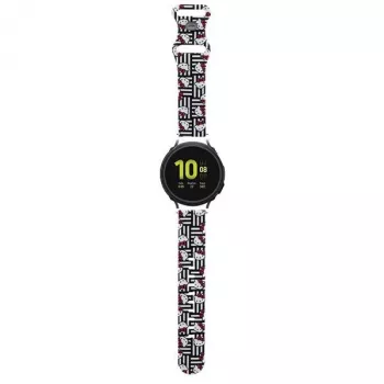 Hello Kitty universellt silikonarmband för smartklockor HKUWMSDIESK Heads & Stripes svart 20 mm