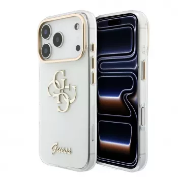 GUESS IML 4G Script Metal MagSafe-skal för iPhone 18 Pro / 17 Pro, vit