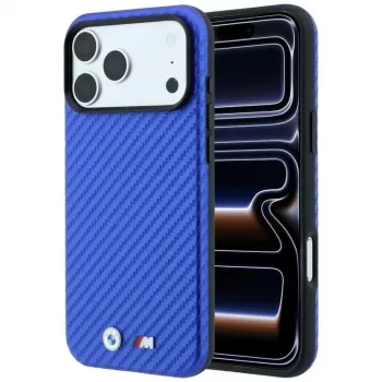 BMW M Carbon Metal Logo MagSafe-skal för iPhone 18 Pro / 17 Pro – blå