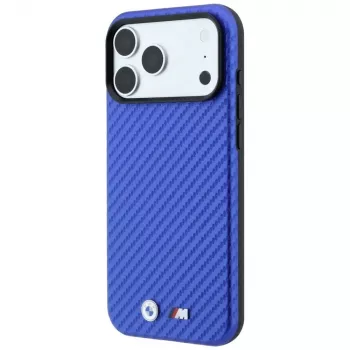 BMW M Carbon Metal Logo MagSafe-skal för iPhone 18 Pro / 17 Pro – blå