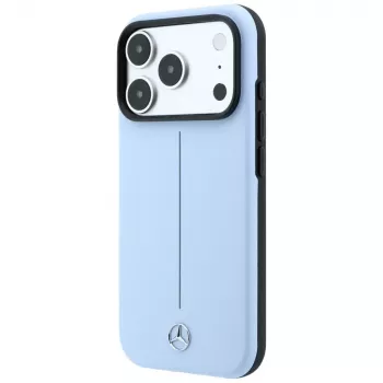 Mercedes läder Semi Wrap Iconic Line MagSafe-skal för iPhone 18 Pro Max / 17 Pro Max – blå