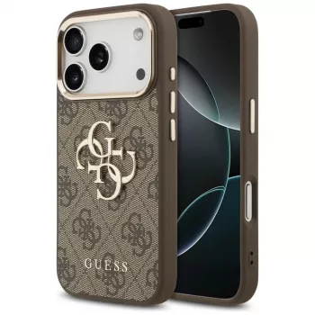 GUESS 4G Big Logo Classic mobilskal för iPhone 17 Pro Max / 18 Pro Max – brun & guld