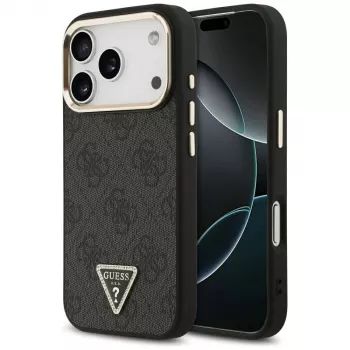 GUESS 4G Triangle Logo MagSafe-skal för iPhone 18 Pro / 17 Pro – svart & guld