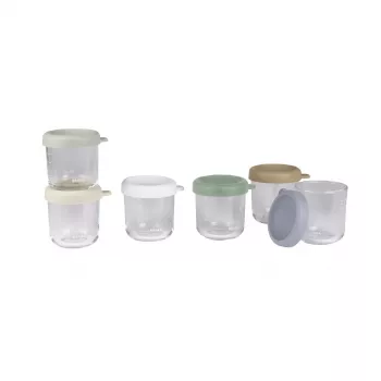 Beaba glasbarnmatsburkar set med lufttäta lock, 6 x 250 ml, naturfärgad mix